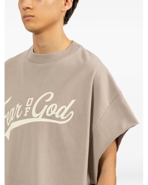 Essentials Gray Logo-Print Short-Sleeve T-Shirt for men