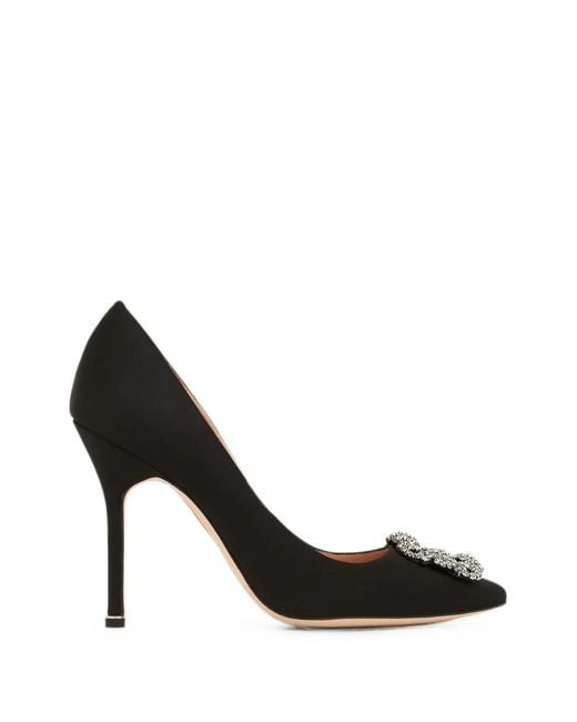 Manolo Blahnik Black Escarpins Hangisi À Boucle Ornée De Cristaux