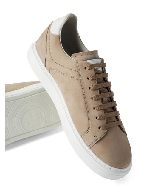 Brunello Cucinelli Pink Suede Lace-up Sneakers for men