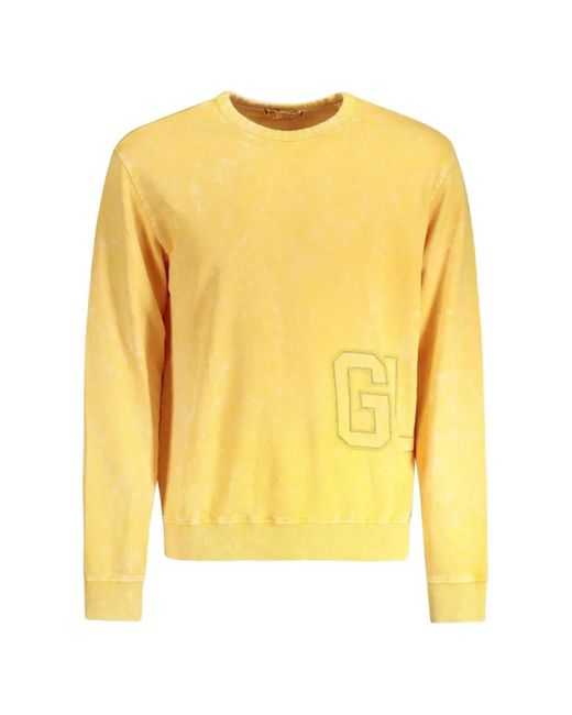 Guess Yellow Cotton Crew-Neck Sweatshirt for men