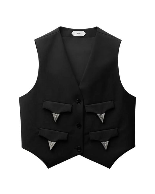 Versace Black Wool Mohair Vest