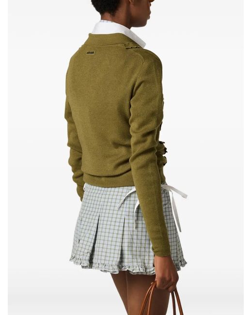 Miu Miu Green Cashmere And Silk Cardigan