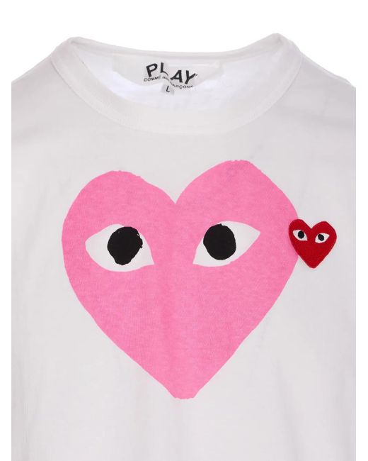 COMME DES GARÇONS PLAY Pink Heart-Print Patch T-Shirt for men