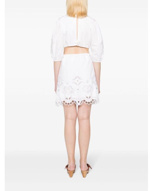 Vestido corto con detalle de encaje Liu Jo de color White