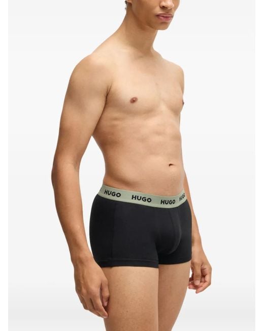 HUGO Black Logo-Waistband Briefs (Pack Of Three) for men
