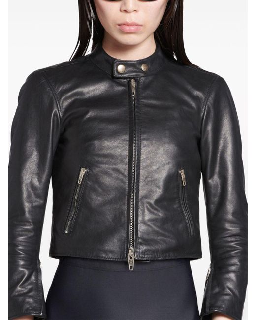 Balenciaga Black Racer Zipped Leather Jacket