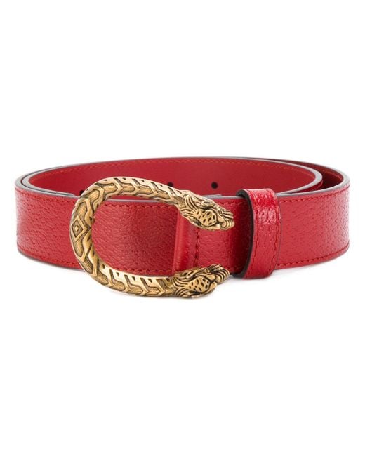 Gucci Dionysus Buckle Belt in Red | Lyst