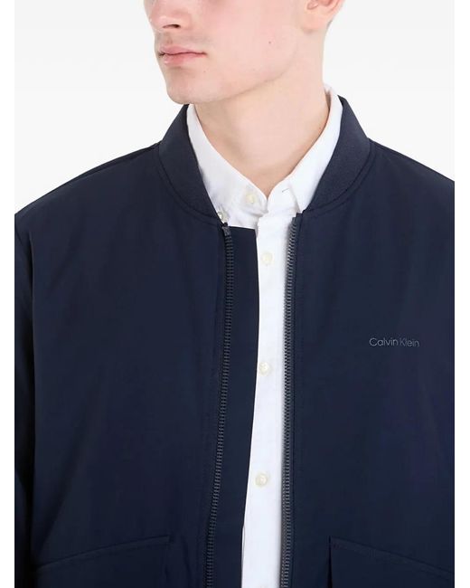 Calvin Klein Blue Logo-Print Flap-Pocket Jacket for men