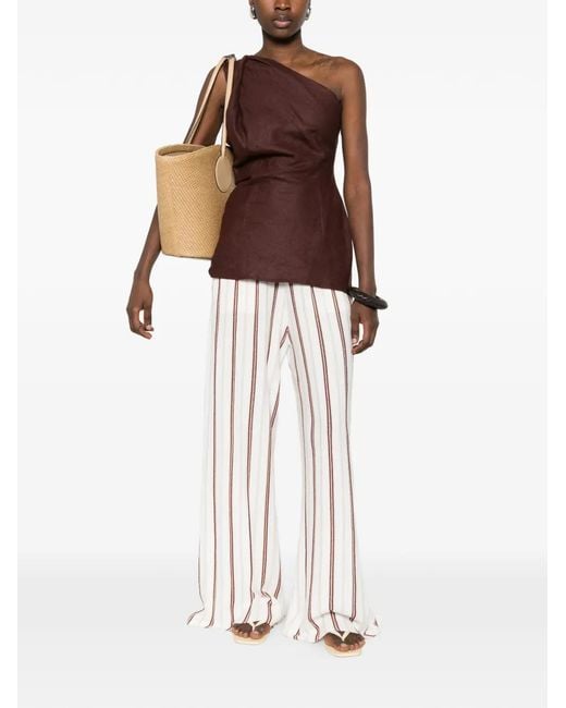 Bompard White Striped Palazzo Pants
