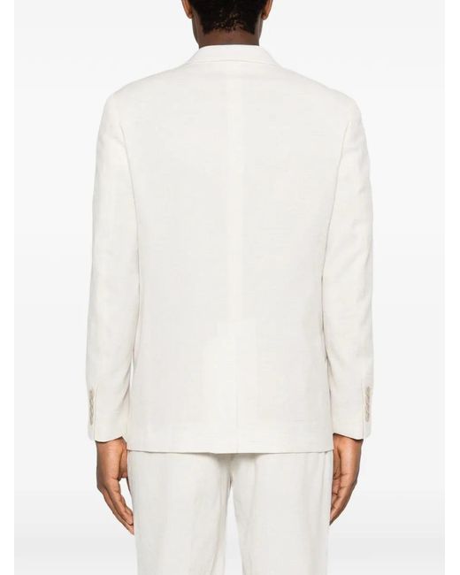 Antony Morato White Double-Breasted Slub-Texture Jacket for men