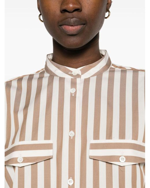 FRAME Natural Brown And White Femme Stripe-print Shirt