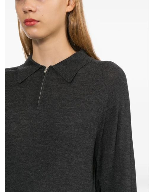 A.P.C. Black Zip-Up Collared Top