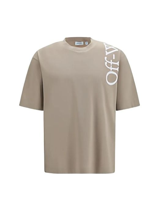 Off-White c/o Virgil Abloh Gray Vertical Bookish Logo-Print T-Shirt for men