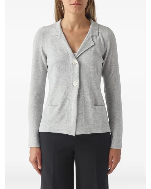 Gran Sasso Gray Button-Fastening Notched-Lapel Cardigan