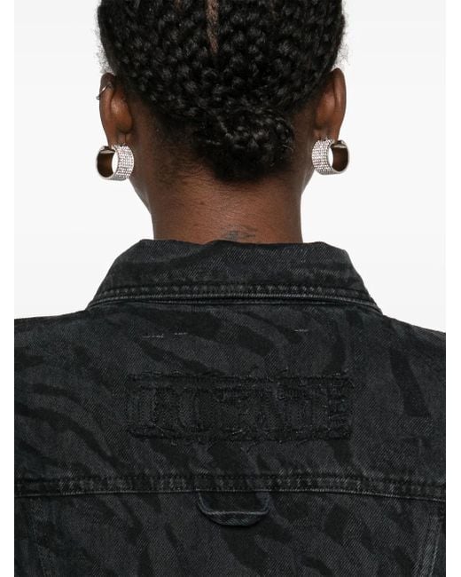 ROTATE BIRGER CHRISTENSEN Black Zebra-Print Denim Jacket