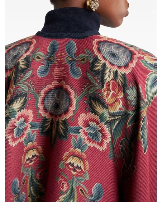 Etro Blue Floral-Patterned Cape