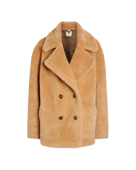 Free People Natural Mari Reversible Double-Breasted Faux-Fur Coat
