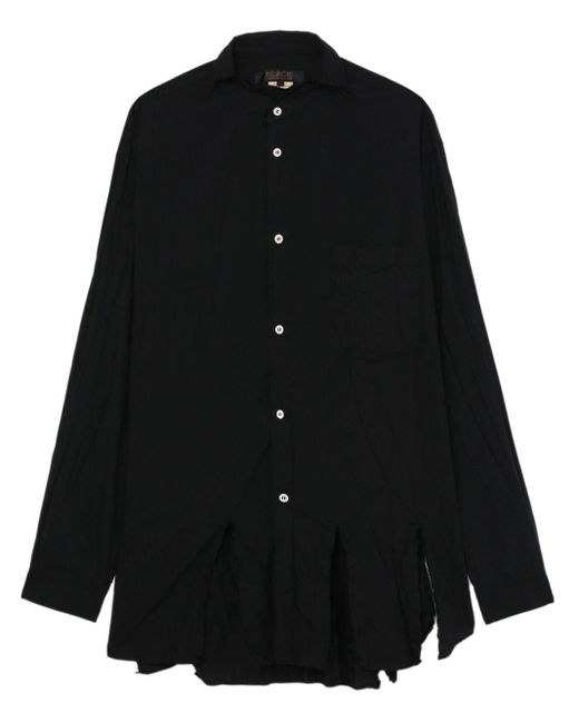COMME DES GARÇON BLACK Black Frayed Asymmetric-hem Shirt