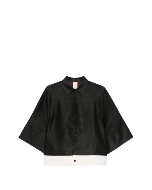 SOH Black Contrast-Hem Shirt