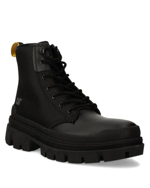 Caterpillar Black Lace-Up Rubber-Sole Boots