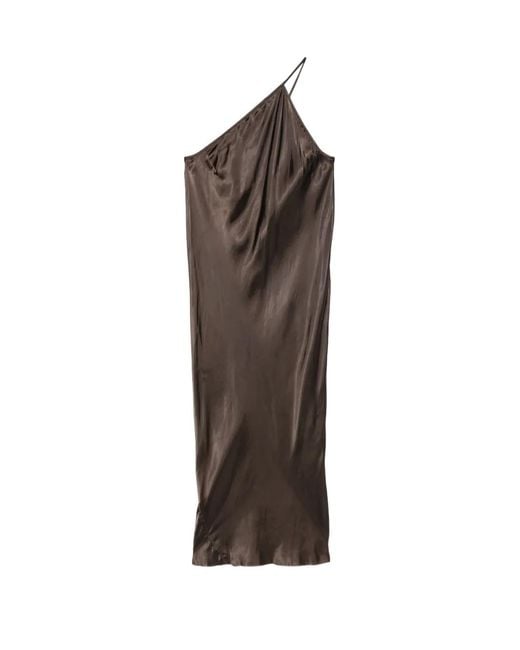 Rick Owens Brown One-Shoulder Midi Dress