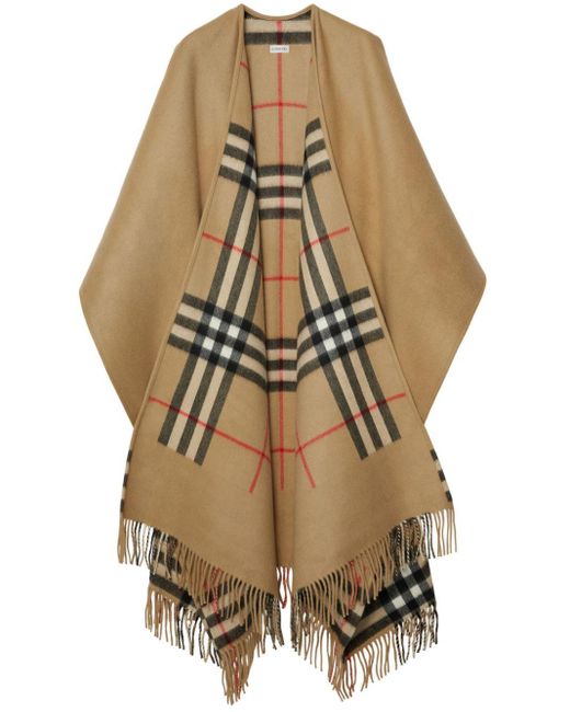 Burberry Natural Check Cashmere Wool Cape