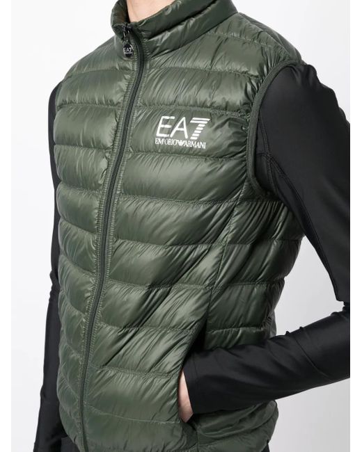 EA7 Green Padded Sleeveless Gilet for men