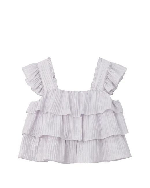 B+ AB White Ruffled Tiered Top
