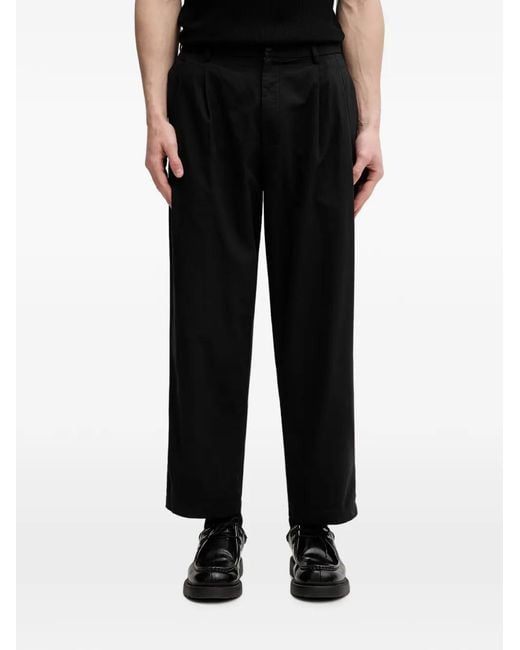 Beams Plus Black Pleated Straight-Leg Trousers for men
