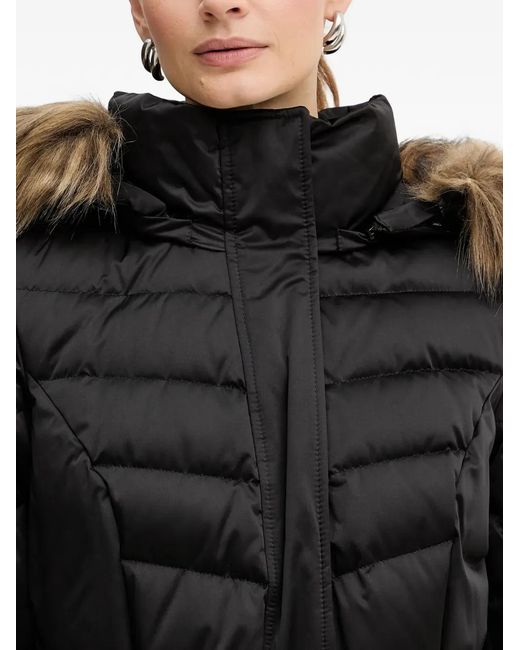 Guess Black Hooded Belted Coat