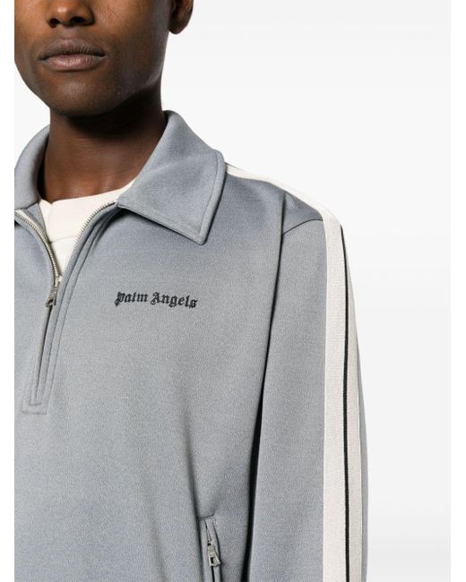 Palm Angels Gray Logo-embroidered Side-stripe Sweatshirt for men