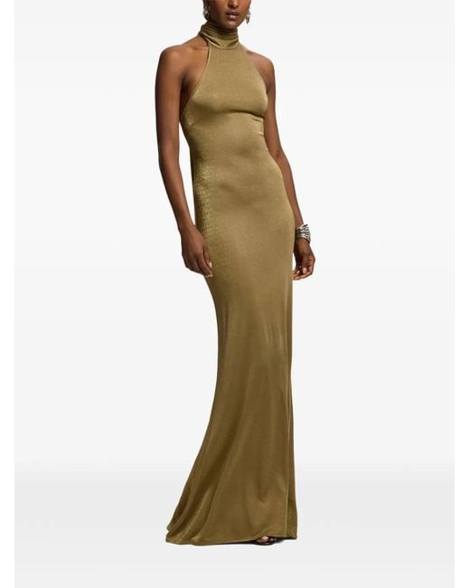 Ralph Lauren Natural Kelsie Metallic Jersey Maix Dress