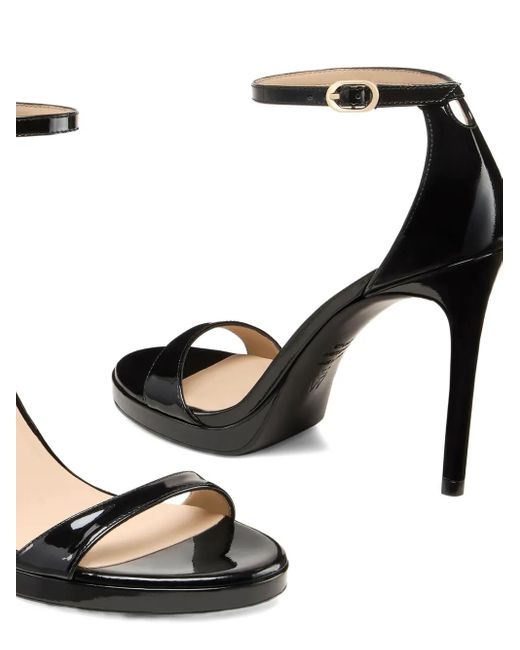 Stuart Weitzman Black Platform Ankle-Strap Sandals