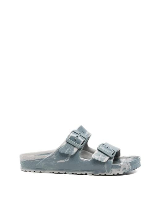Birkenstock White Arizona Marbled-Effect Slides