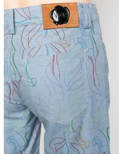 Viktor & Rolf Blue 5-Pocket Printed Cotton Shorts for men