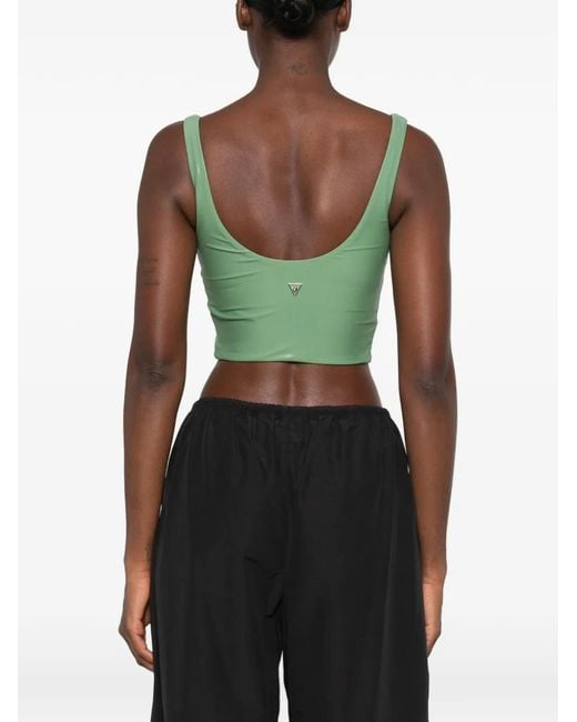 MACRON Green V-Neck Cropped Performance Top