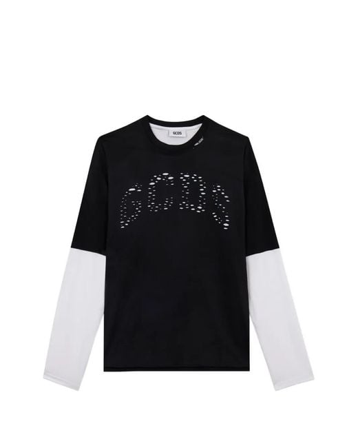 Gcds Black Oversized Logo T-Shirt for men