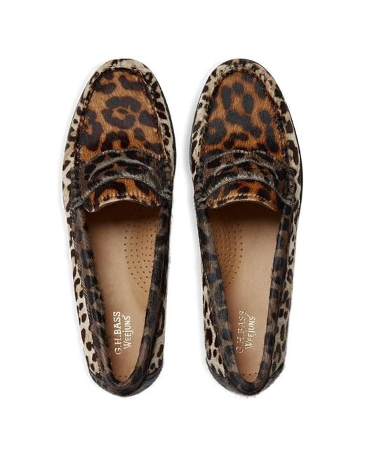 G.H.BASS White Whitney Leopard-Print Penny Loafers