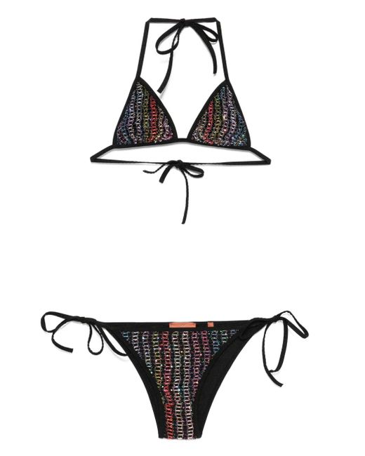 Missoni White Mare Crochet-Knit Triangle Bikini
