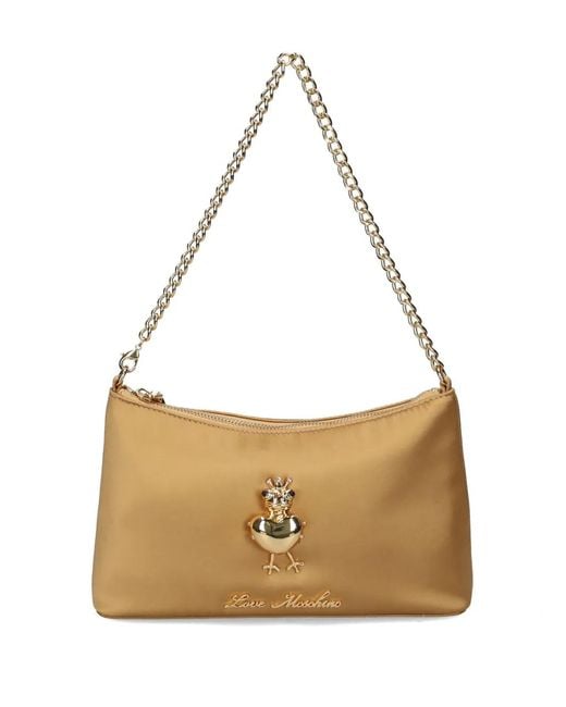 Love Moschino Natural Logo-Plaque Shoulder Bag