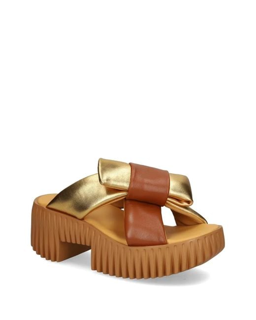 4Ccccees Brown Plia Bow Platform Leather Sandals