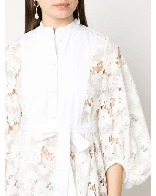 Erdem White Nairne Floral-Lace Midi Dress