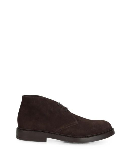 Doucal's Brown Lace-Up Suede Boots for men