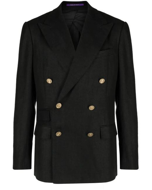 Ralph Lauren Black Notched-Lapels Double-Breasted Blazer for men