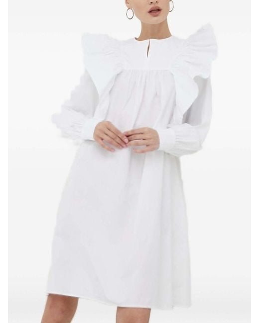 Day Birger et Mikkelsen White Ruffled-Trim Mini Dress