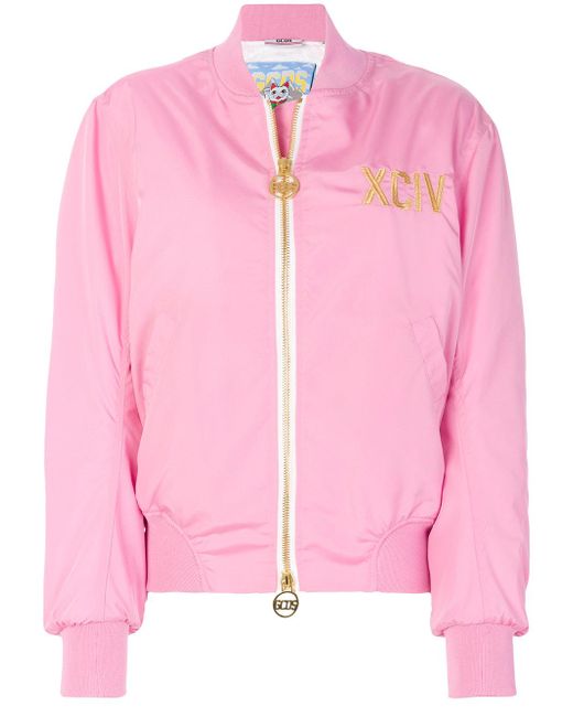 Gcds Zipped Bomber Jacket in Pink - Save 69% | Lyst