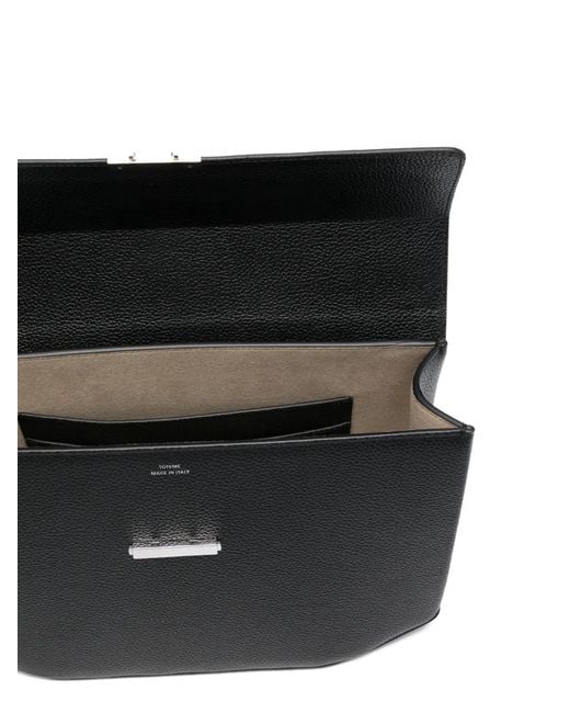 Totême  Black Mittelgroße Tote Bag Aus Gekörntem Leder