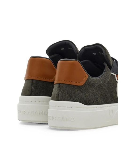 Ferragamo White Gancini Sneakers for men