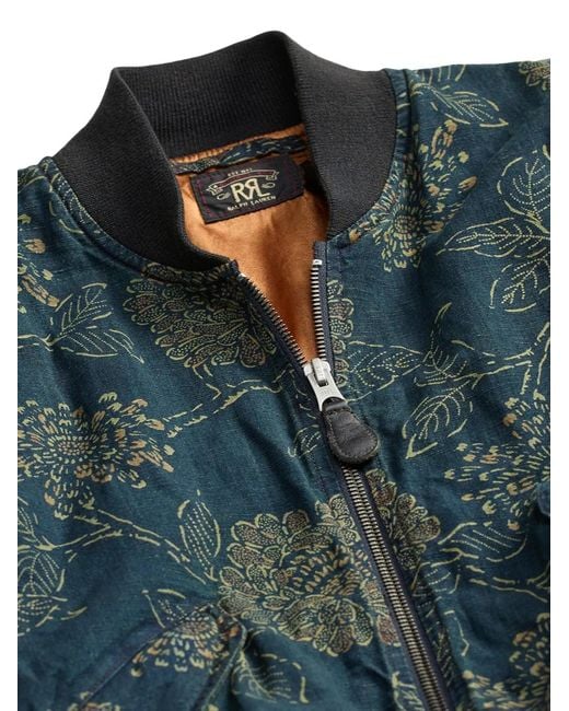 RRL Blue Floral Bomber Jacket