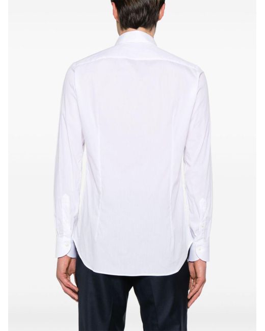 Chemise en popeline à col italien Canali pour homme en coloris White